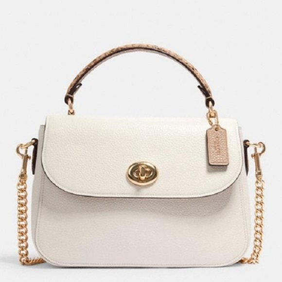 Coach Handbags - COACH EUC Ivory Satchel with Gold Chain